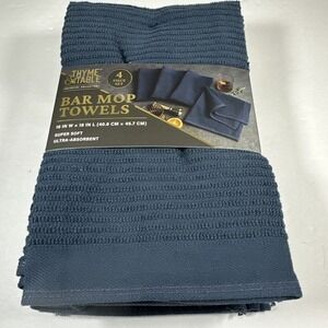 Thyme & Table Bar Mop Towels Navy 4 Pack Set Super Soft New